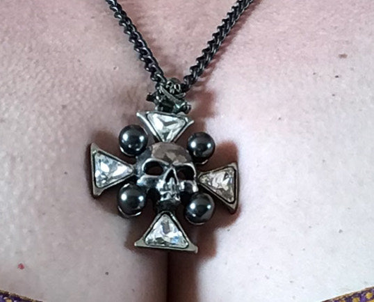St Johns Crystal Bone Cross Statement necklace